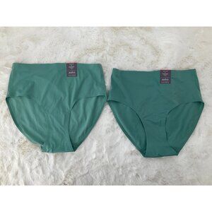 Auden Brushed Micro Brief Panty (2)  XS X- Small Forest Green New No Show